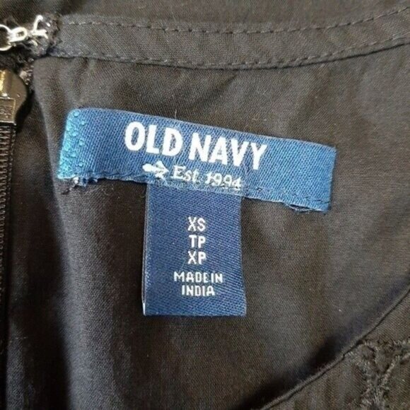 OLD NAVY 100% Cotton Medallion Eyelet Sleeveless Mini Summer Dress Black Sz XS - Picture 9 of 10